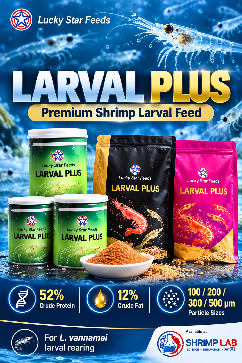 Lucky Star Feeds LARVAL PLUS – Premium Shrimp Larval Feed