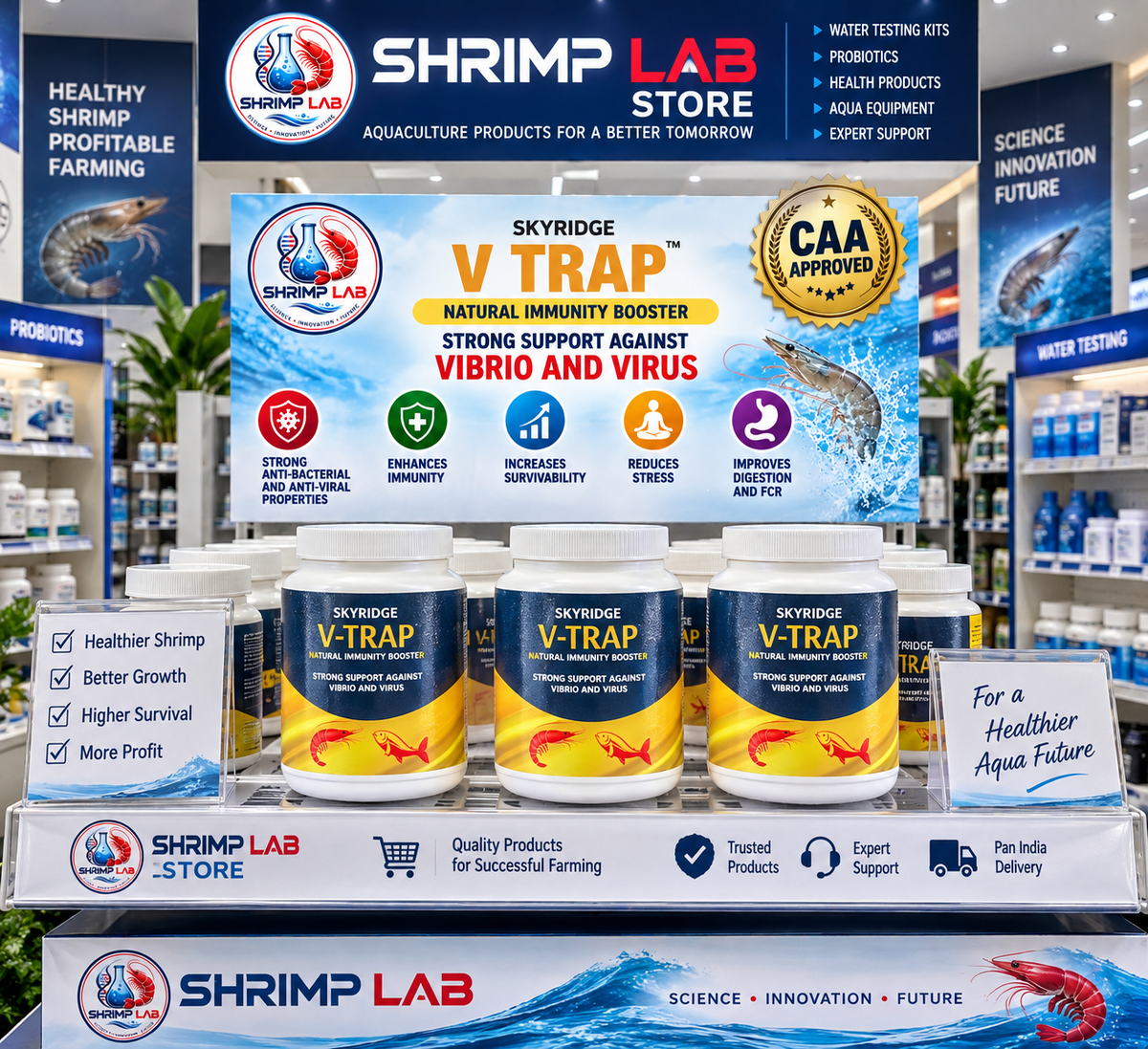 SKYRIDGE V-TRAP Shrimp Feed Supplement | Natural Immunity Booster | Supports Shrimp Health, Survival, Stress & Digestion | 5 g/kg Feed