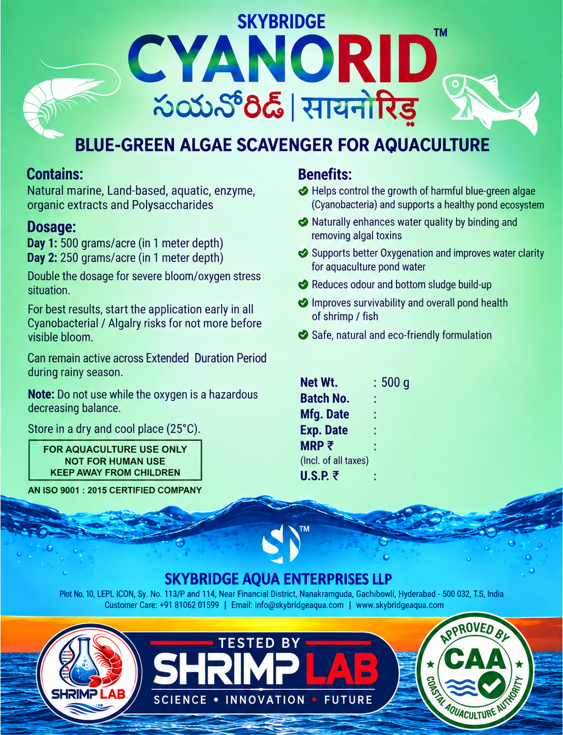 🦐 SKYRIDGE CYANORID – Blue-Green Algae Scavenger for Aquaculture