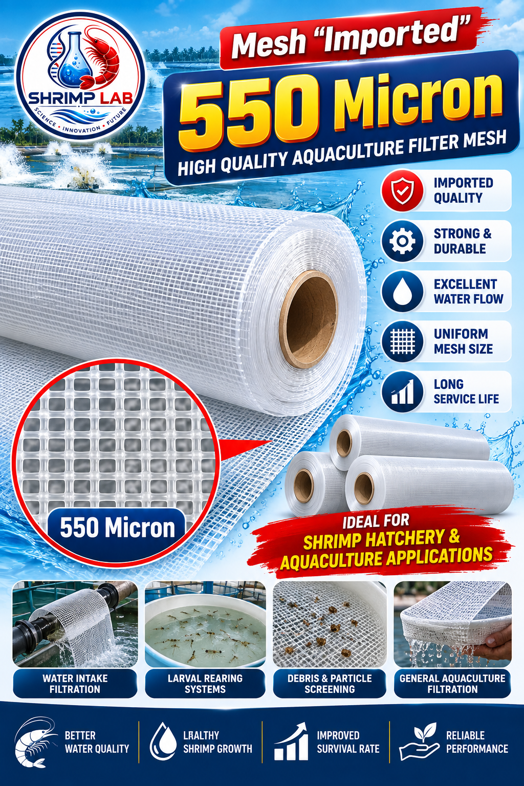 Imported 550 Micron Aquaculture Filter Mesh | 1 mtr