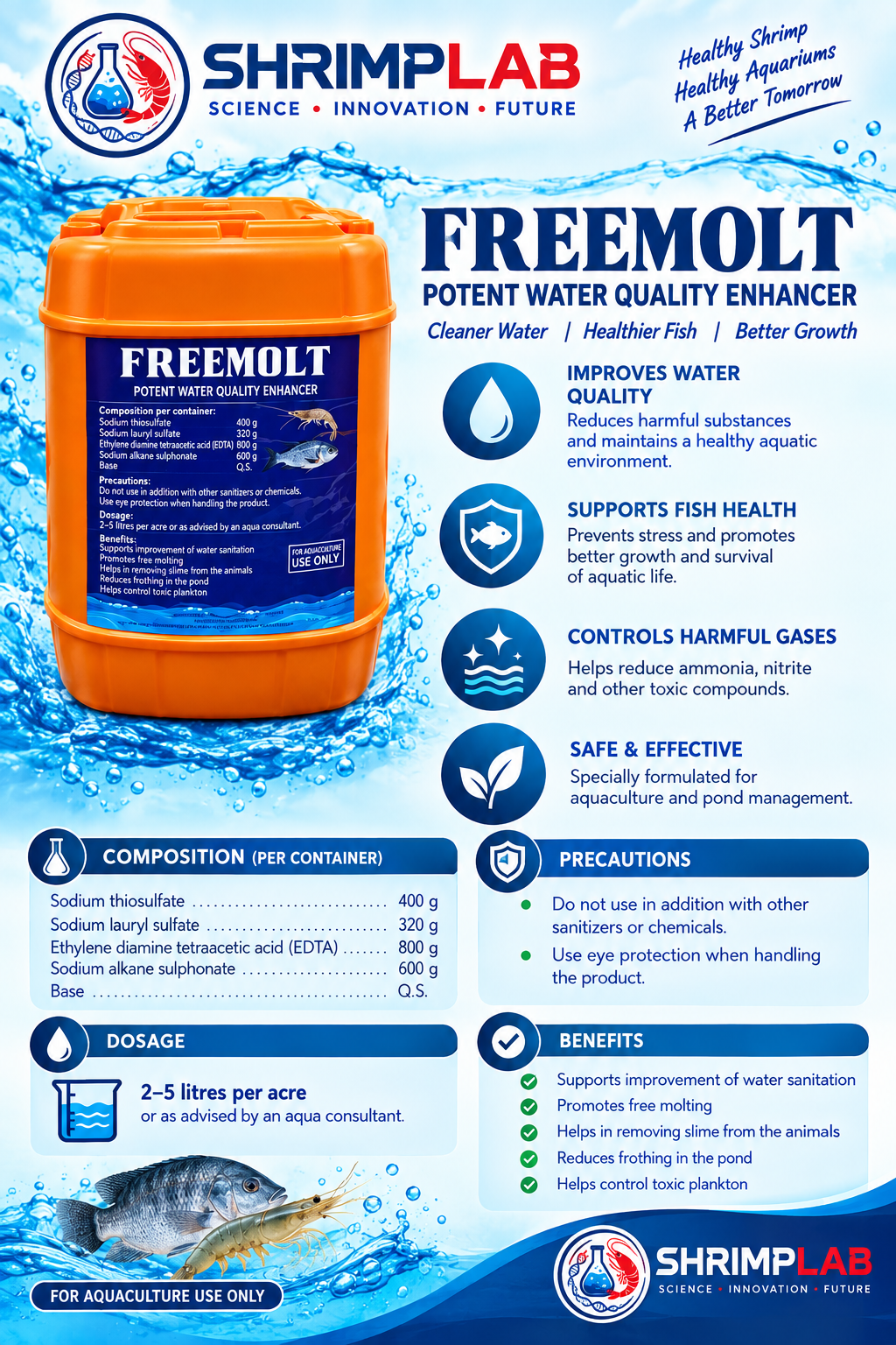 FREEMOLT – Potent Water Quality Enhancer for Aquaculture
