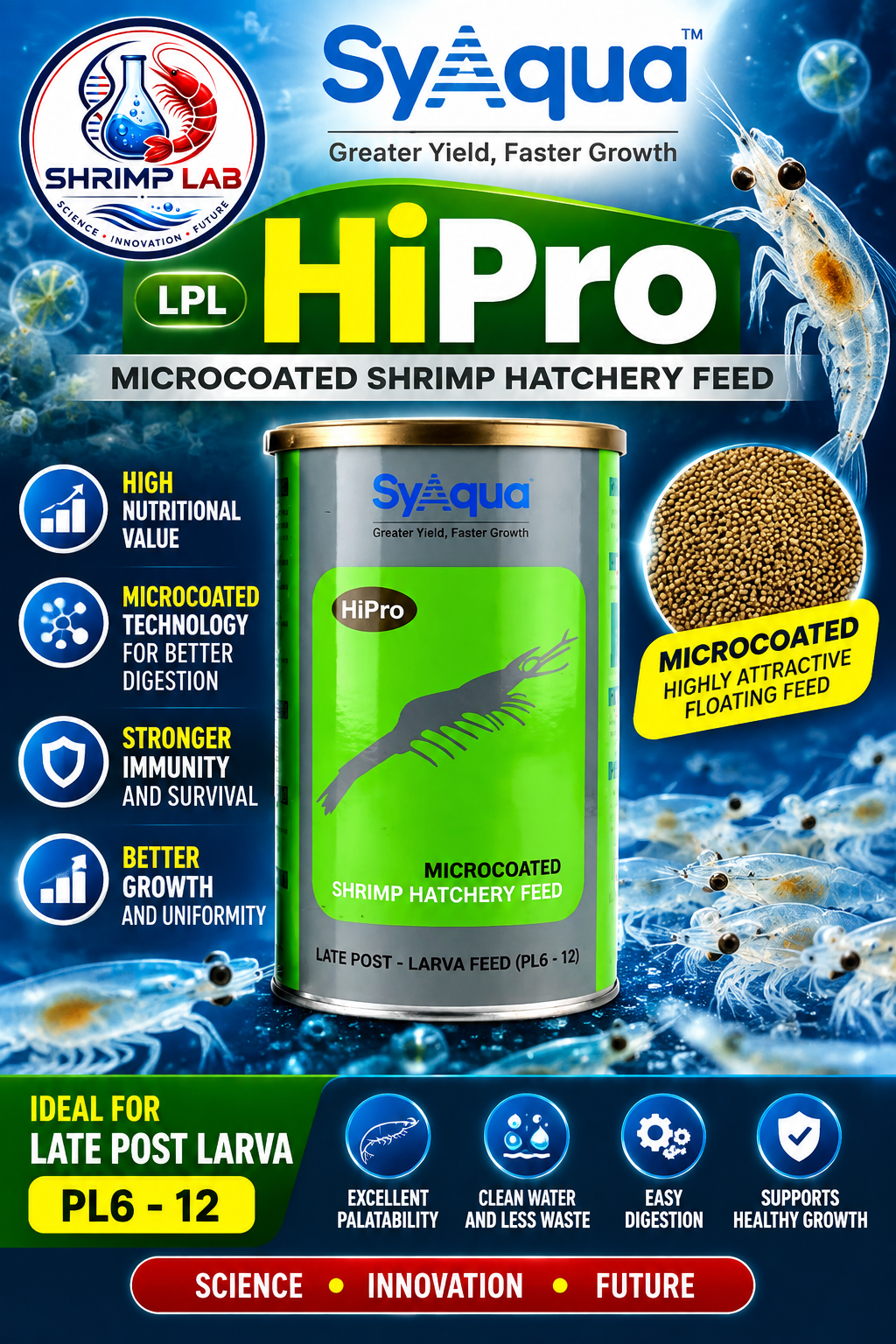 SyAqua HiPro LPL – Microcoated Shrimp Hatchery Feed