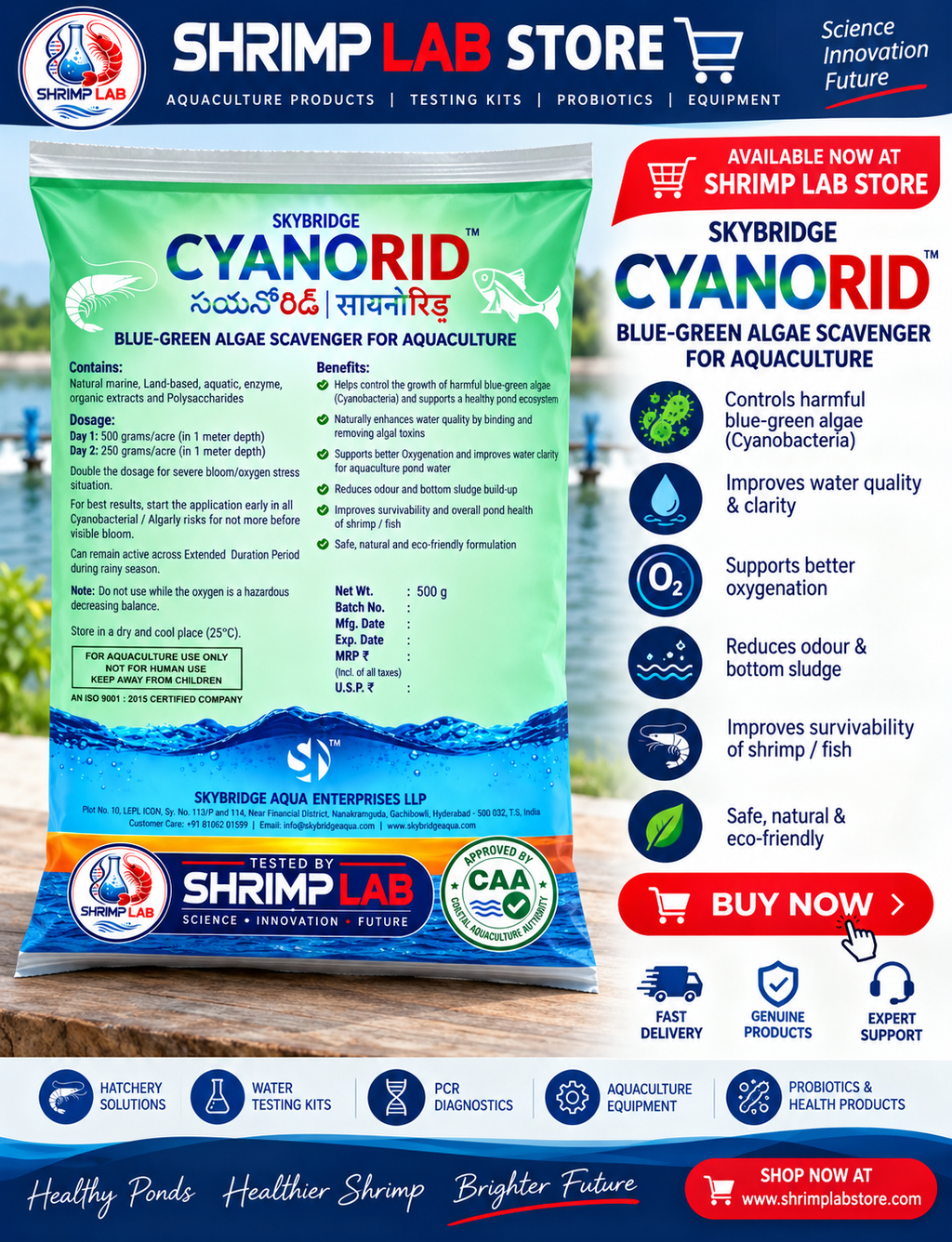 🦐 SKYRIDGE CYANORID – Blue-Green Algae Scavenger for Aquaculture