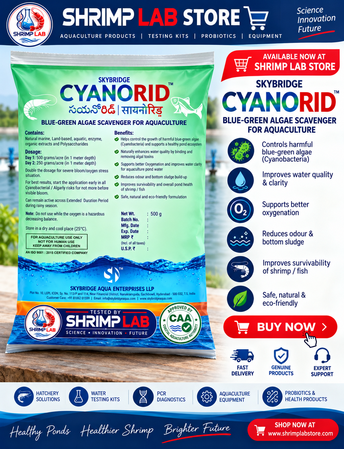 🦐 SKYRIDGE CYANORID – Blue-Green Algae Scavenger for Aquaculture